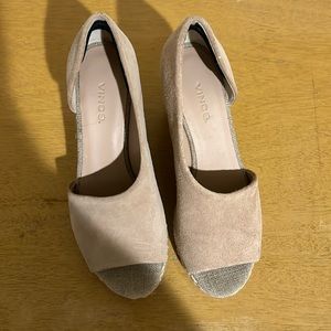 Vince Sonora espadrille peplum toe wedge heels 6.5 blush color